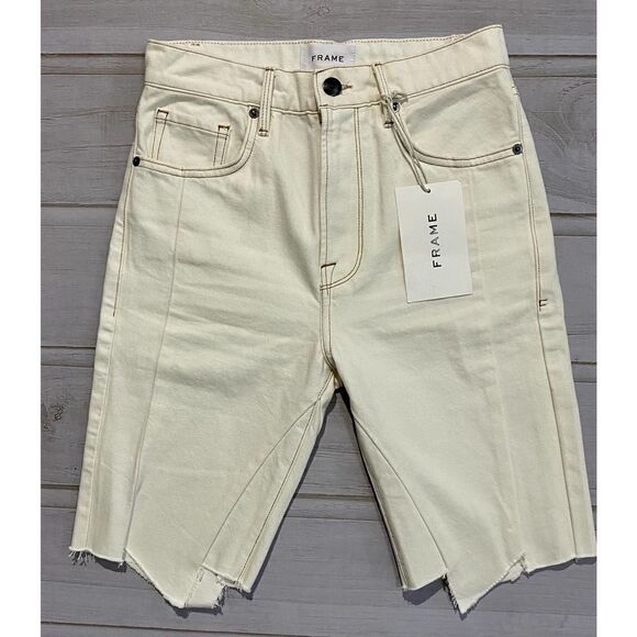 Frame  High Waist Jagged Hem Denim Bermuda Shorts - Picture 5 of 11